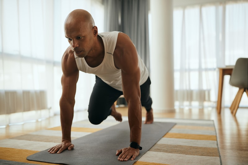 Athlete doing bodyweight calisthenics exercise - no equipment calisthenics workout