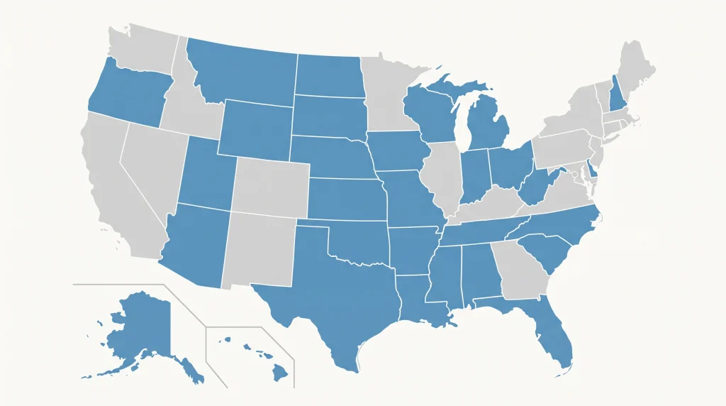 Map of the 30 states that use HealthCare.gov and are included in the $500 ACA refund payments