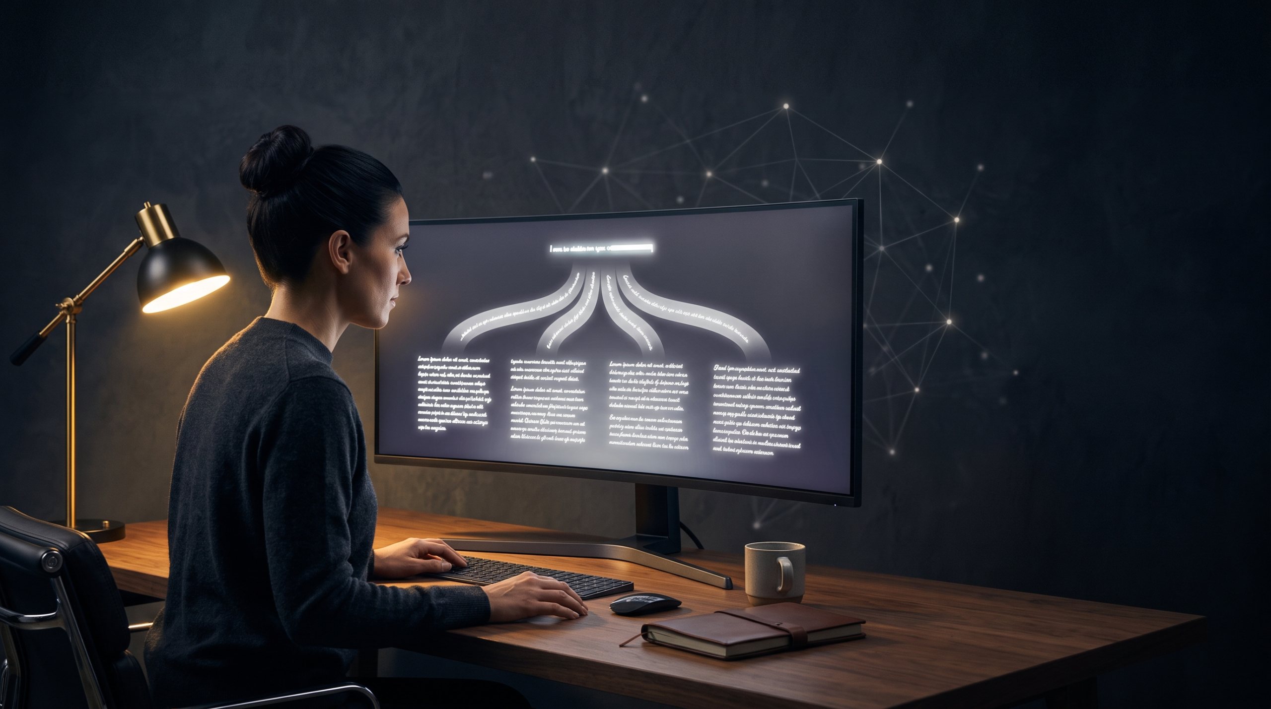 Person using an AI writer generator to create digital content