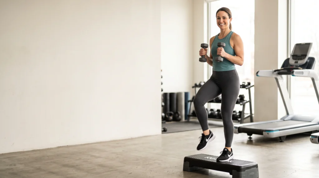 Beginner performing a workout as part of a weight loss exercise plan