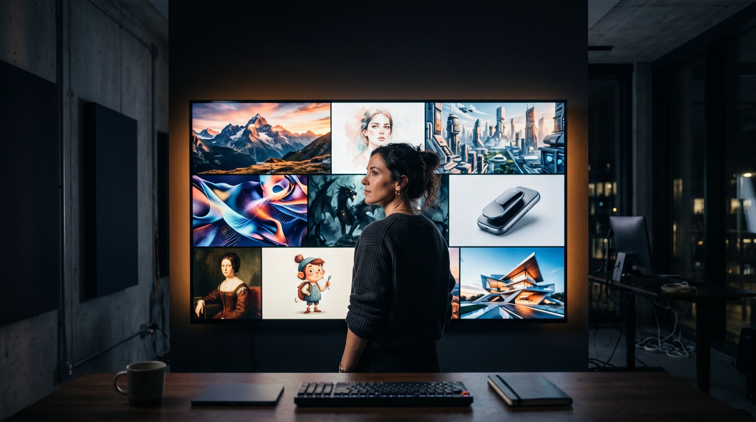 Best free AI image generators displayed in a modern AI image creation workspace